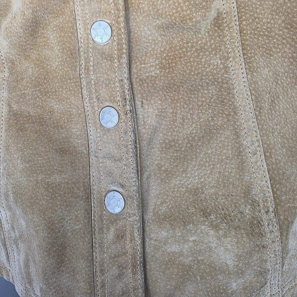 Vintage Live A Little Tan Leather Western Cowgirl Festival Button Up Shirt Sz M - Picture 4 of 9